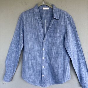 CP Shades Button Up Shirt Top Women S Blue Chambray Cotton Coastal Boho